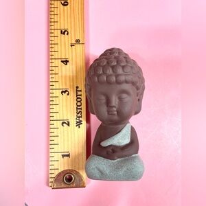 Buddha Ceramic Figurine in Blue Robe. Sitting Meditating Home Altar Decor - NWOT